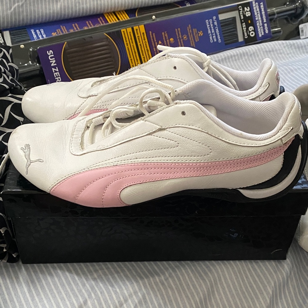 Puma Women's Pink and White Sneakers